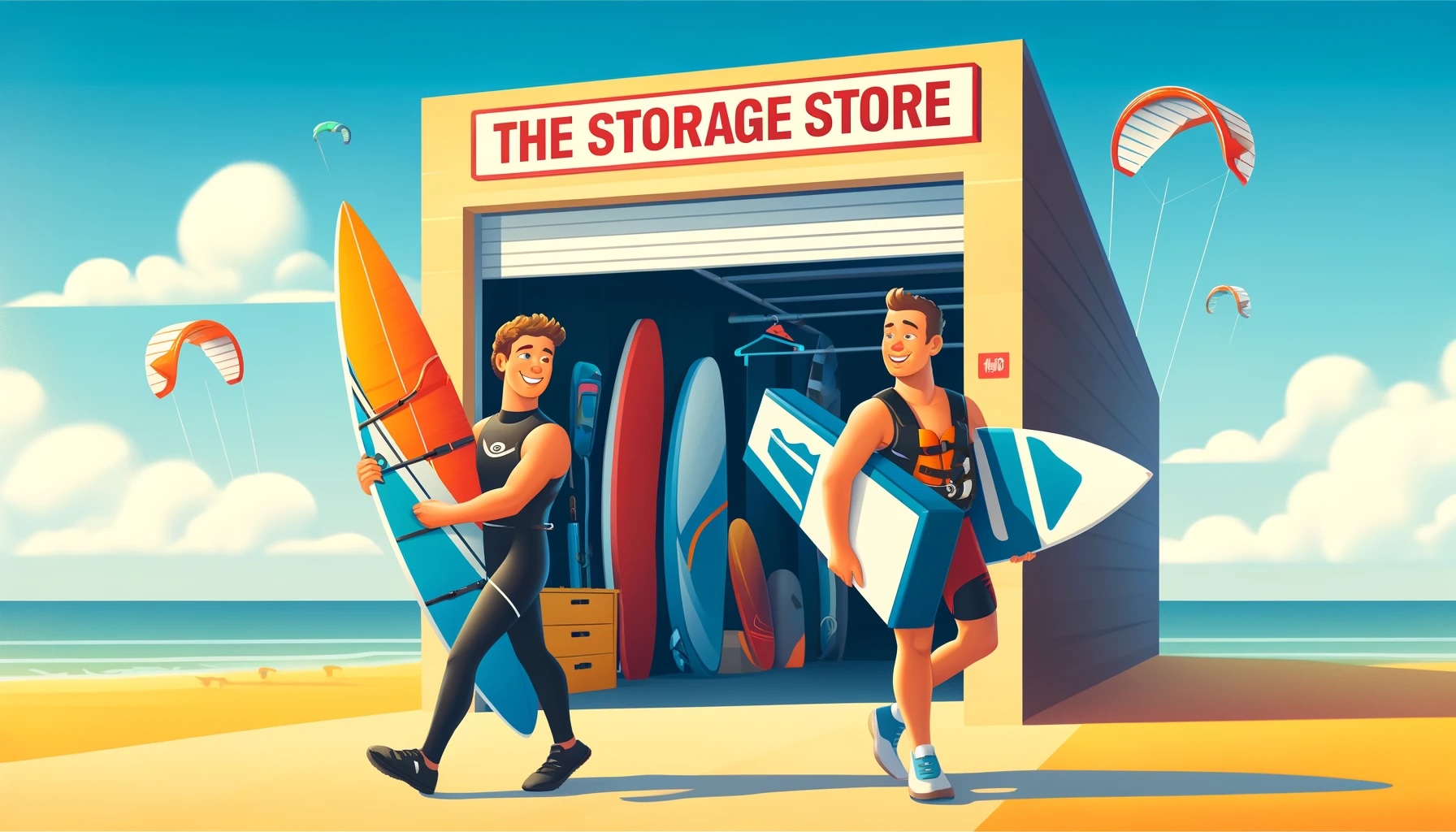 Droge opslag van windsurf- en kitespullen bij The Storage Store